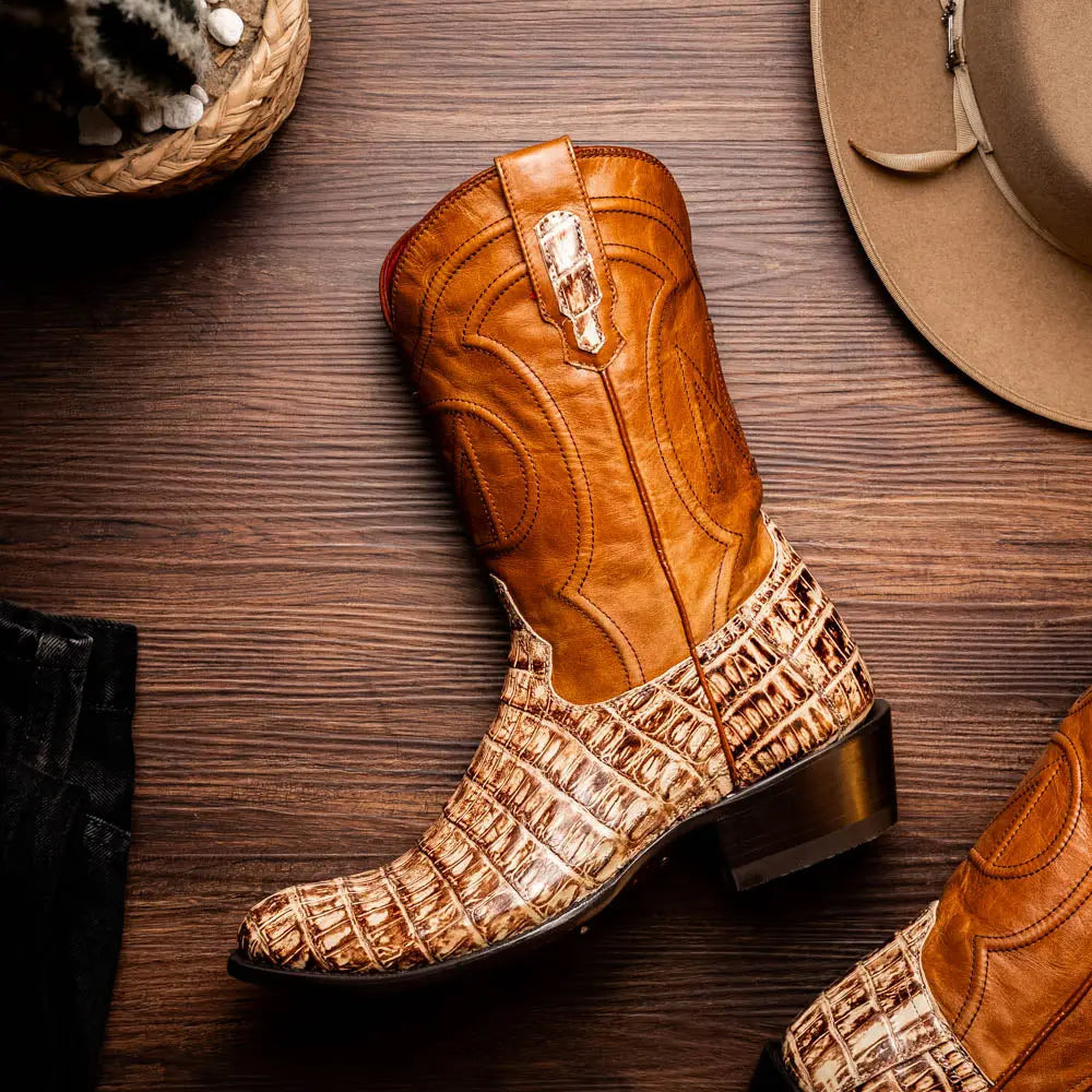 Marco Di Milano Phoenix Stone Orix Genuine Caiman Crocodile Cowboy Boots