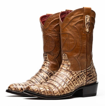 Marco Di Milano Phoenix Stone Orix Genuine Caiman Crocodile Cowboy Boots