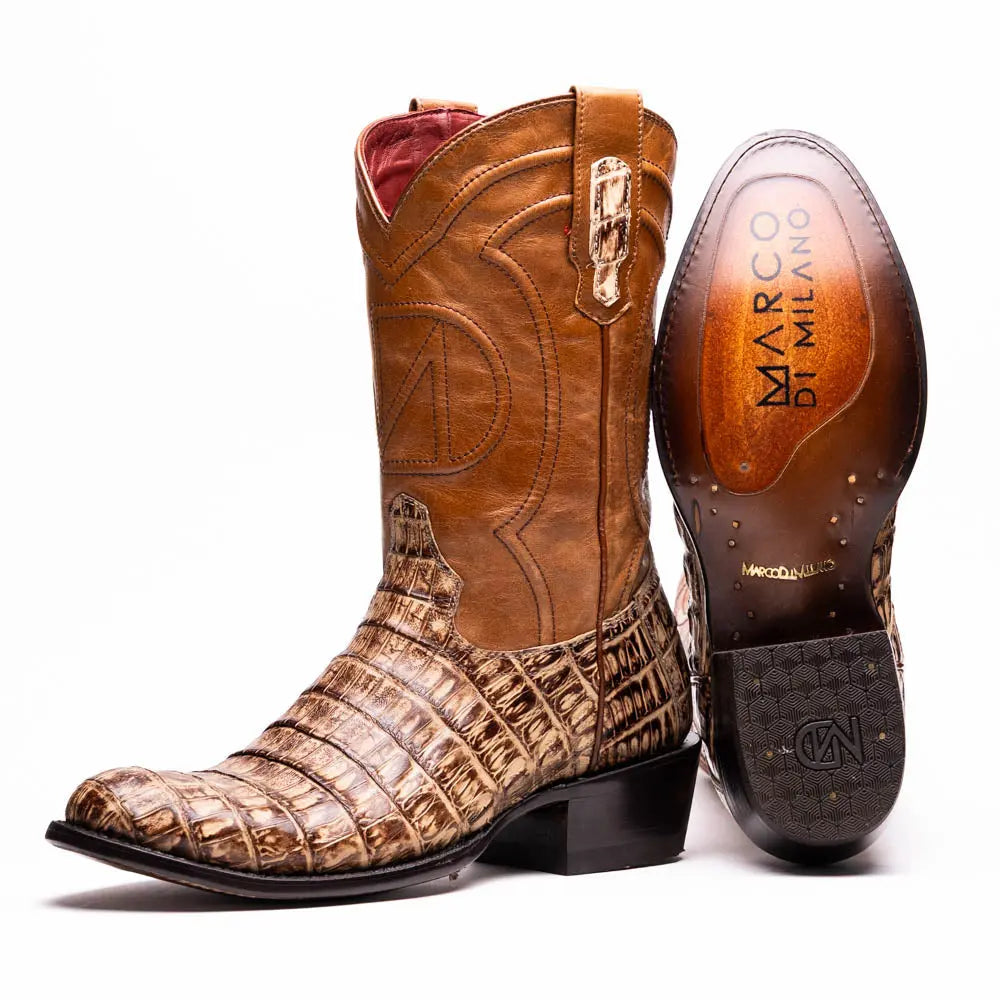 Marco Di Milano Phoenix Stone Orix Genuine Caiman Crocodile Cowboy Boots