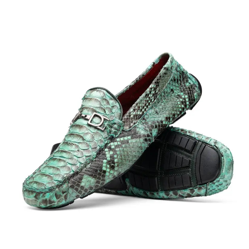 Marco Di Milano Pia Aqua Genuine Python Loafers