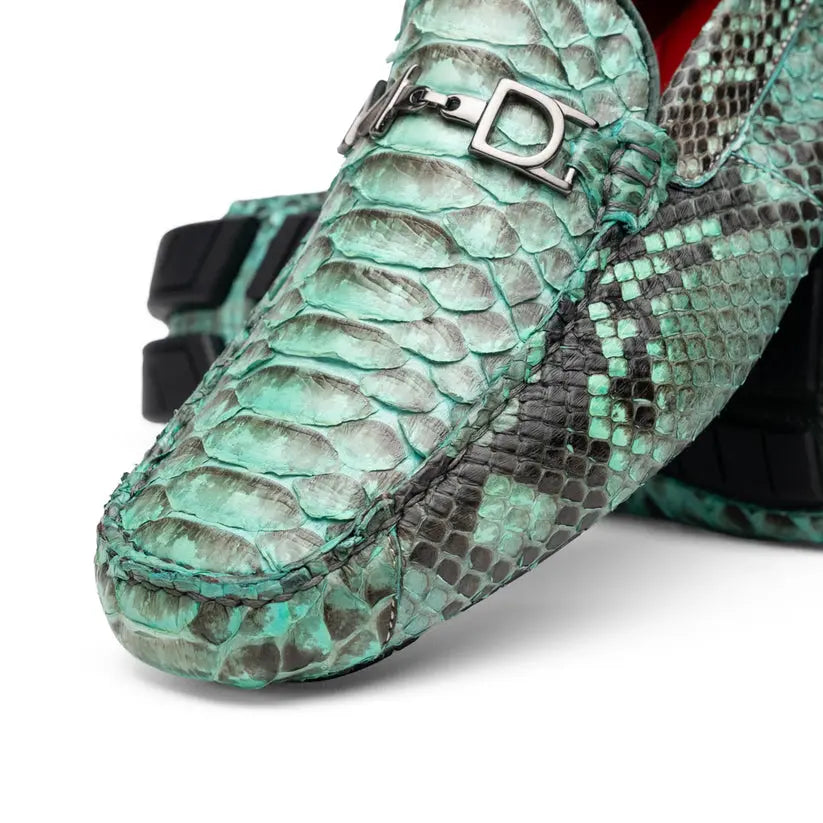 Marco Di Milano Pia Aqua Genuine Python Loafers
