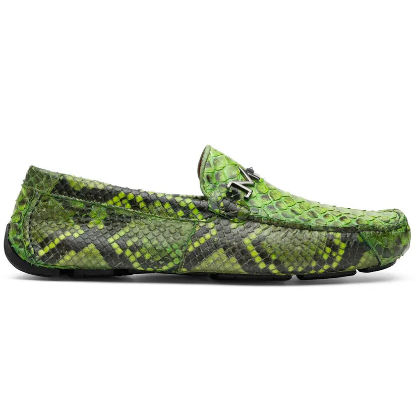 Marco Di Milano Pia Lemon Green Genuine Python Loafers