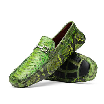 Marco Di Milano Pia Lemon Green Genuine Python Loafers