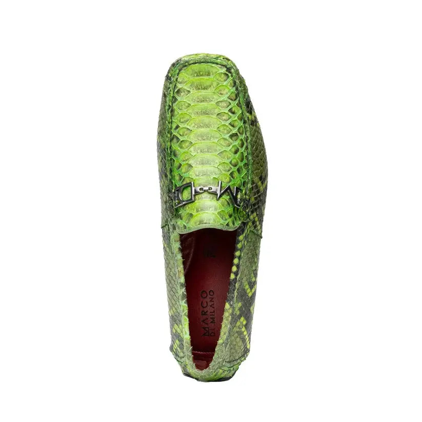 Marco Di Milano Pia Lemon Green Genuine Python Loafers