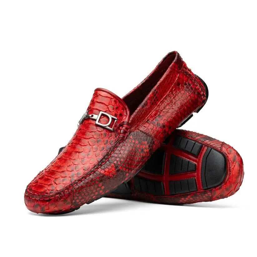 Marco Di Milano Pia Red Genuine Python Loafers