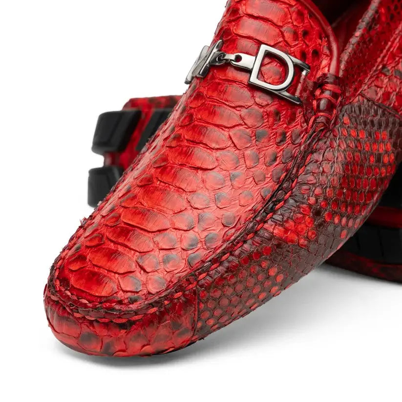 Marco Di Milano Pia Red Genuine Python Loafers