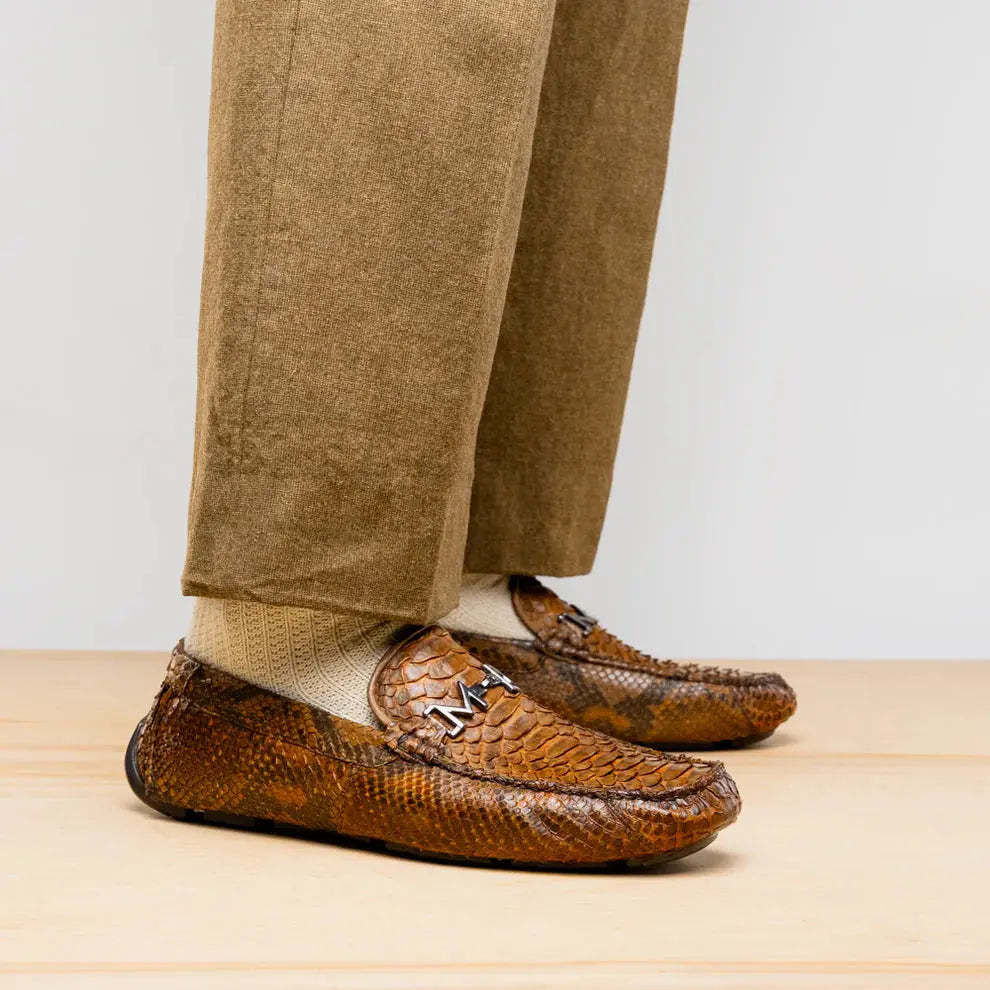 Marco Di Milano Pia Cognac Genuine Python Loafers