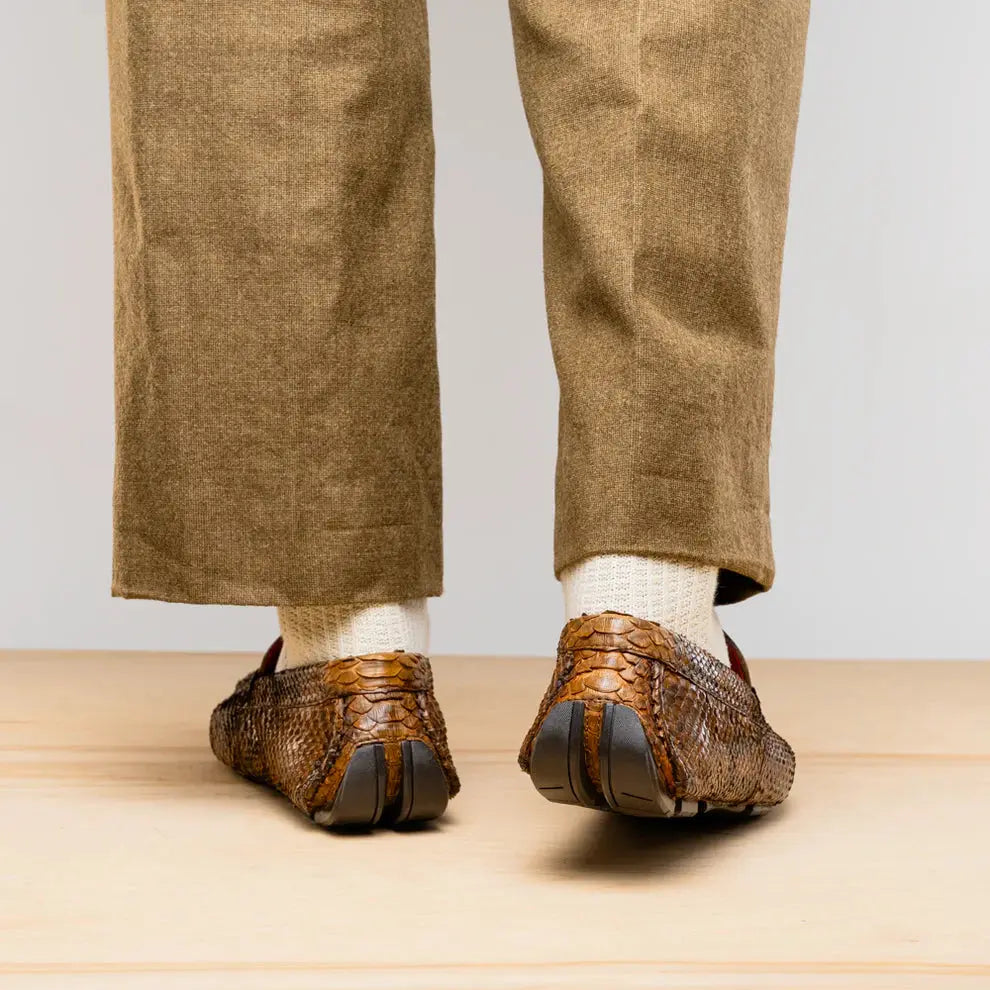 Marco Di Milano Pia Cognac Genuine Python Loafers