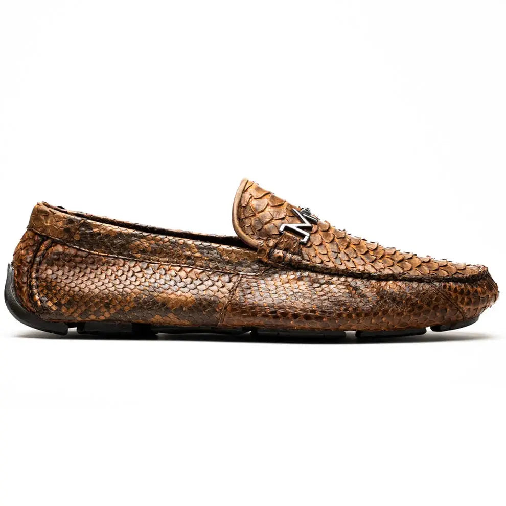 Marco Di Milano Pia Cognac Genuine Python Loafers
