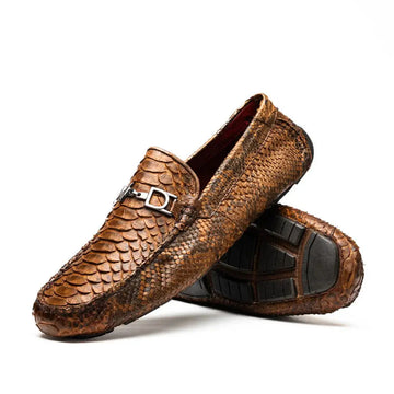 Marco Di Milano Pia Cognac Genuine Python Loafers