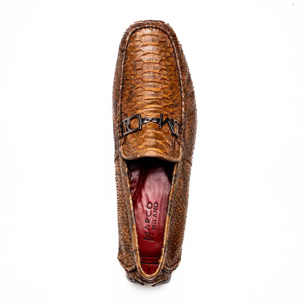 Marco Di Milano Pia Cognac Genuine Python Loafers