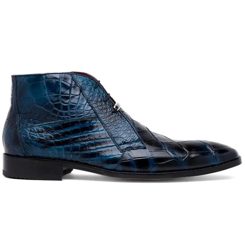Marco Di Milano Pietro Rustic Blue Genuine Alligator Boots