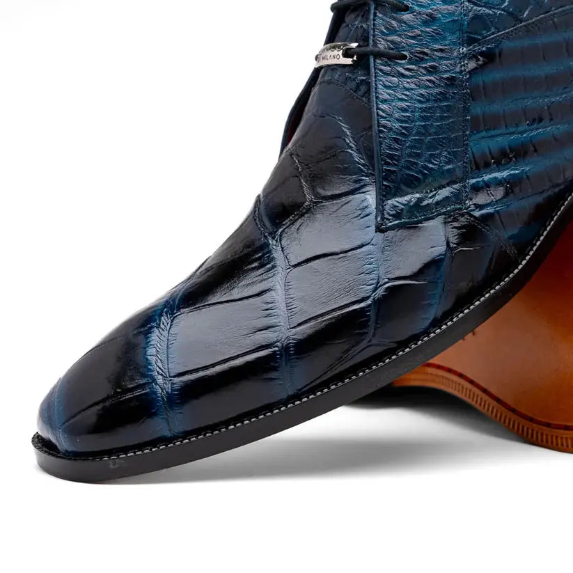 Marco Di Milano Pietro Rustic Blue Genuine Alligator Boots