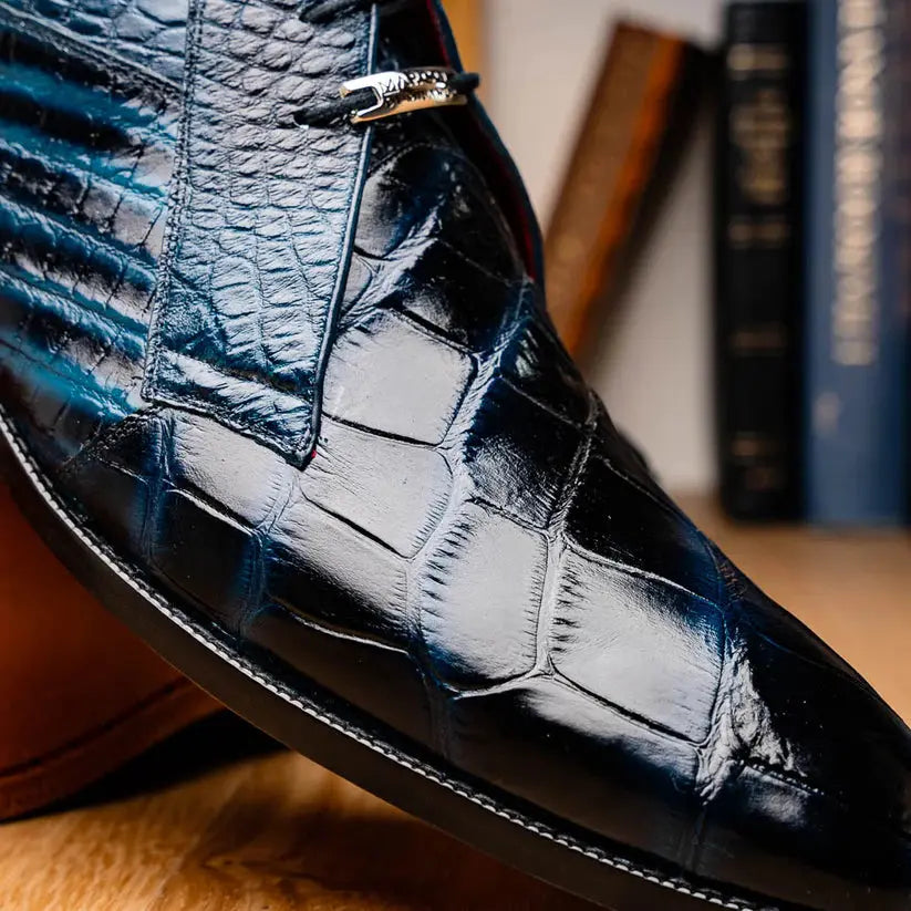 Marco Di Milano Pietro Rustic Blue Genuine Alligator Boots