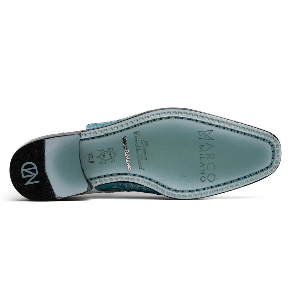 Marco Di Milano Pissa Aqua/White Genuine Caiman Crocodile/Lizard Oxfords