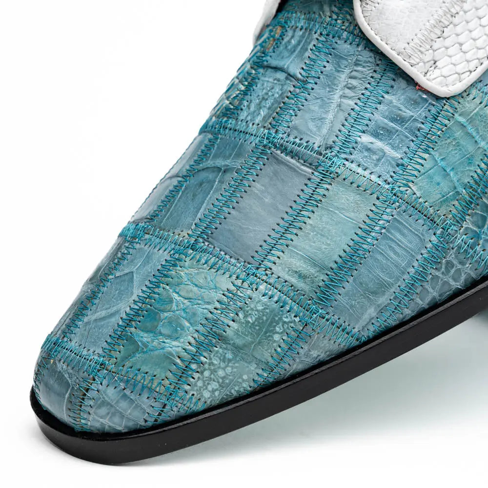 Marco Di Milano Pissa Aqua/White Genuine Caiman Crocodile/Lizard Oxfords