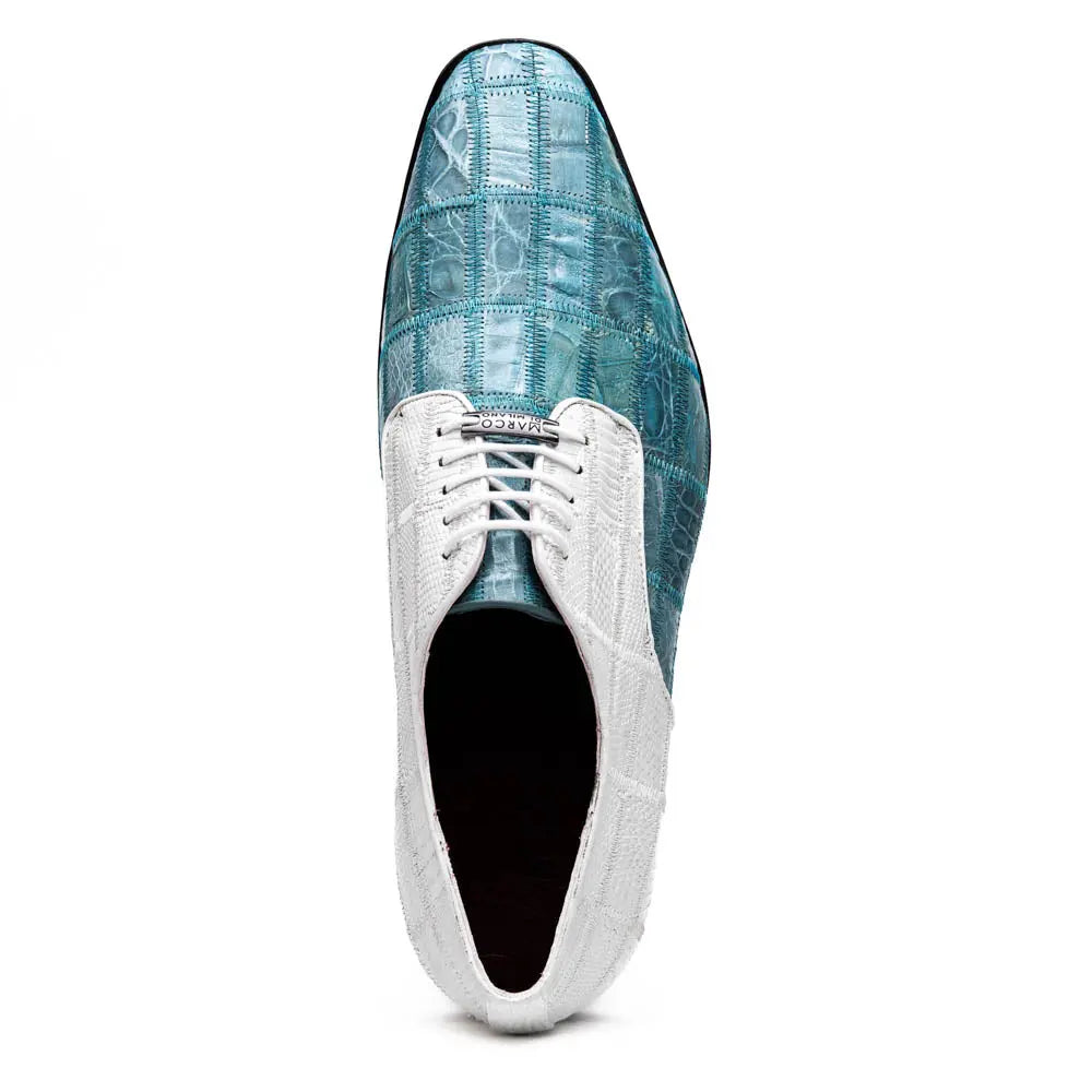 Marco Di Milano Pissa Aqua/White Genuine Caiman Crocodile/Lizard Oxfords