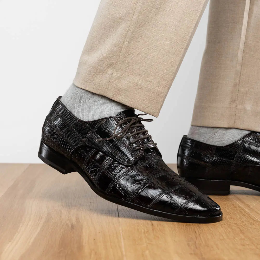 Marco Di Milano Pissa Brown Genuine Caiman Crocodile/Lizard Oxfords