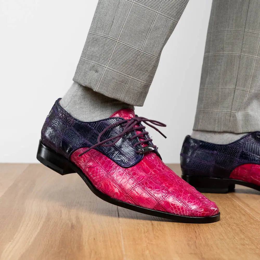 Marco Di Milano Pissa Pink/Purple Genuine Caiman Crocodile/Lizard Oxfords