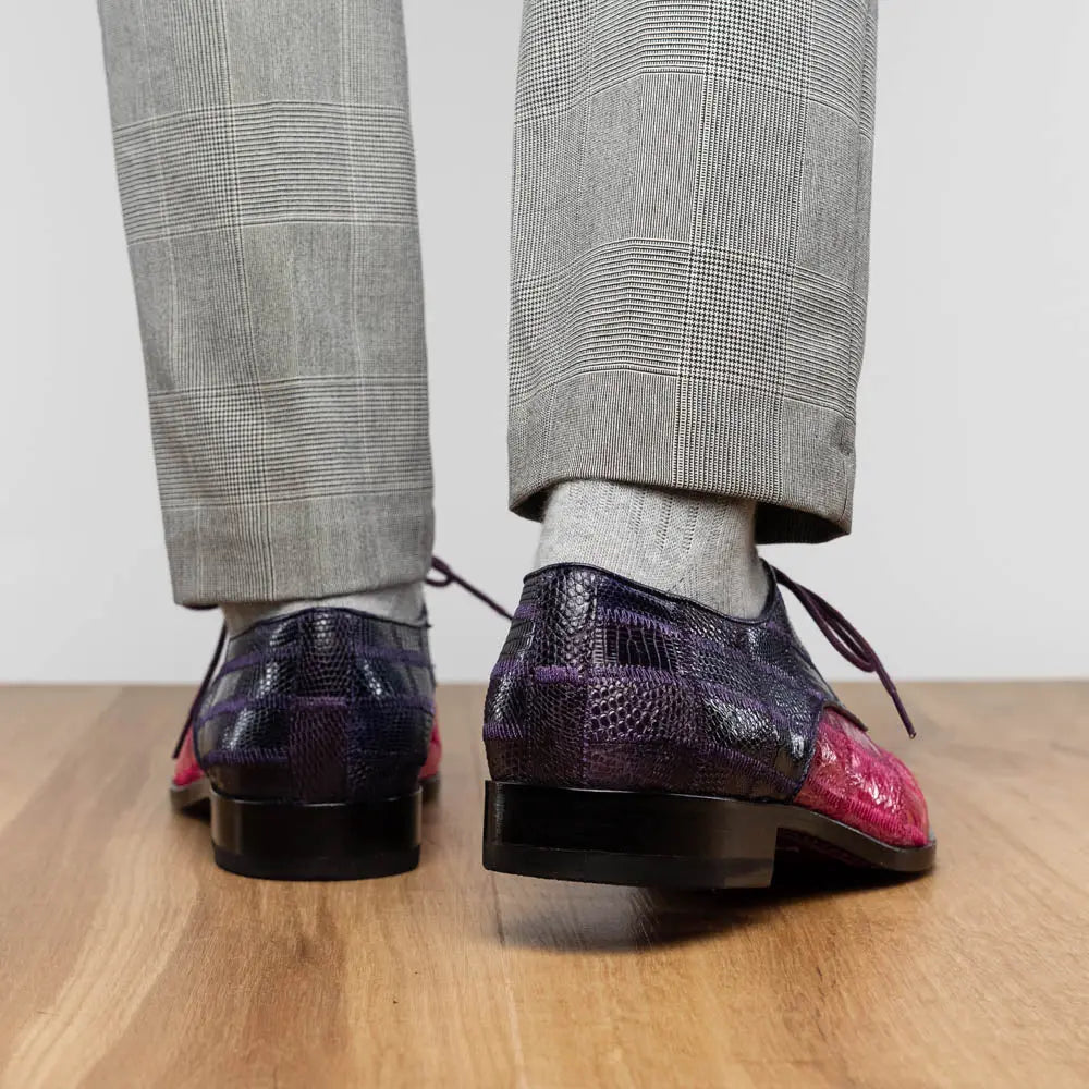 Marco Di Milano Pissa Pink/Purple Genuine Caiman Crocodile/Lizard Oxfords