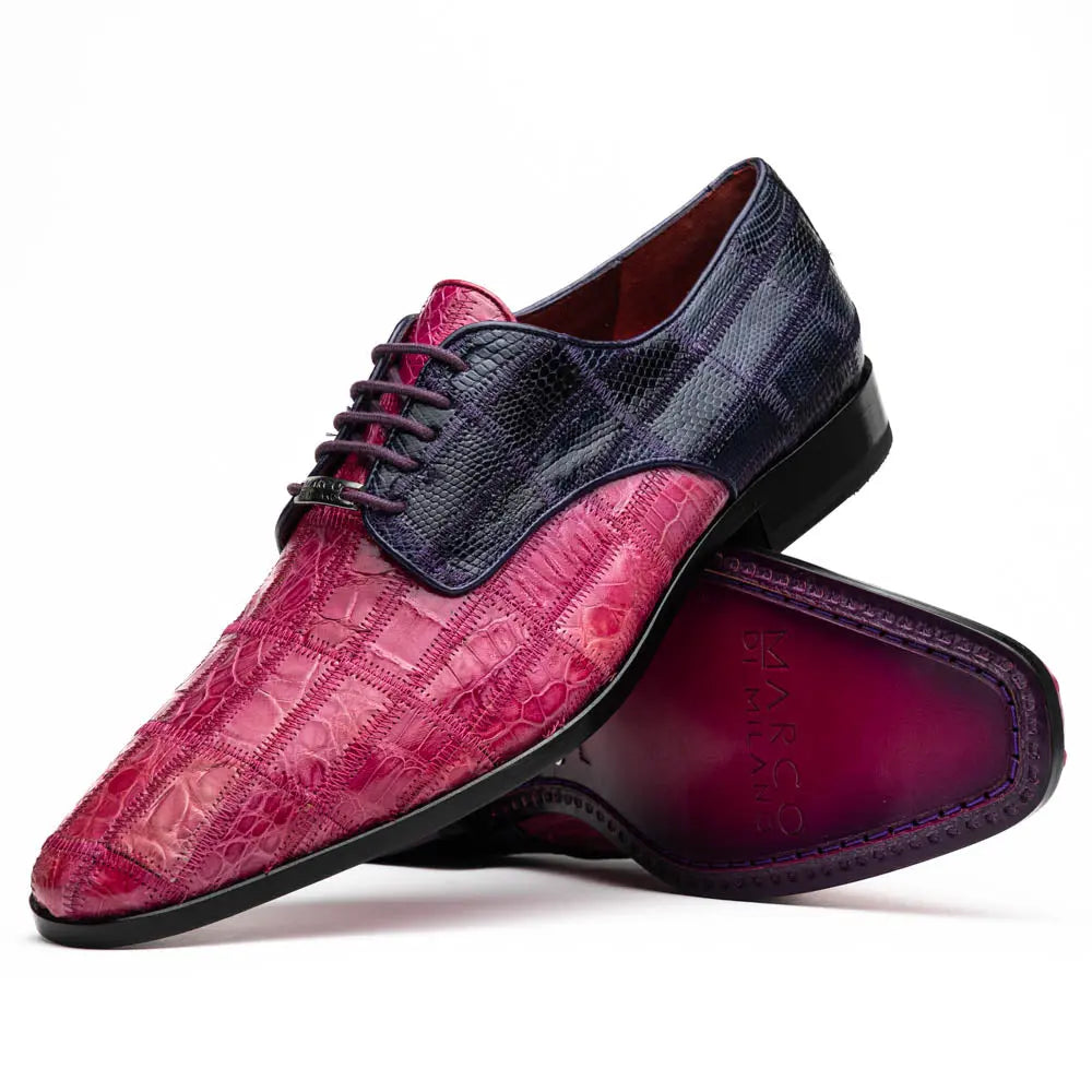 Marco Di Milano Pissa Pink/Purple Genuine Caiman Crocodile/Lizard Oxfords