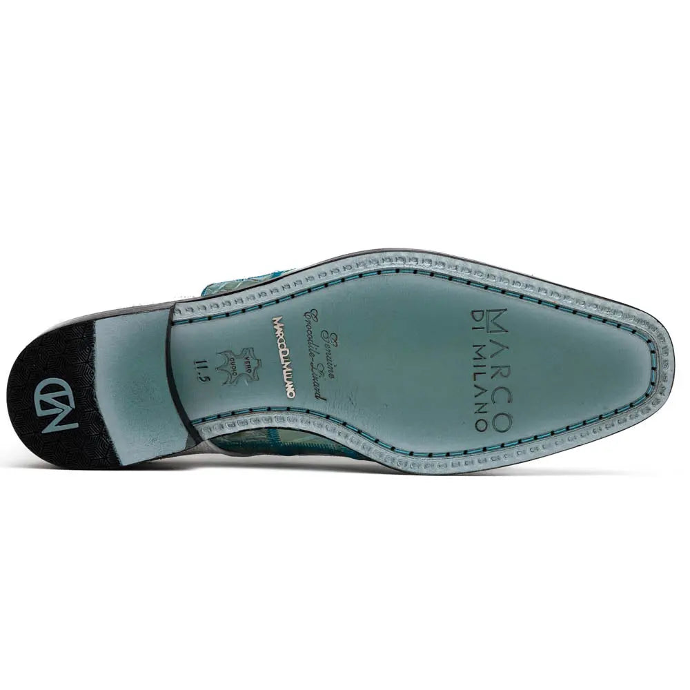 Marco Di Milano Pissa Tourquoise/White Genuine Caiman Crocodile/Lizard Oxfords
