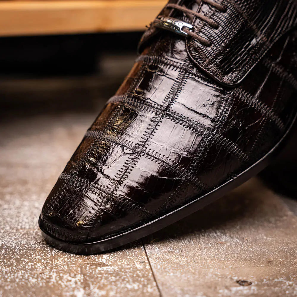 Marco Di Milano Pissa Brown Genuine Caiman Crocodile/Lizard Oxfords