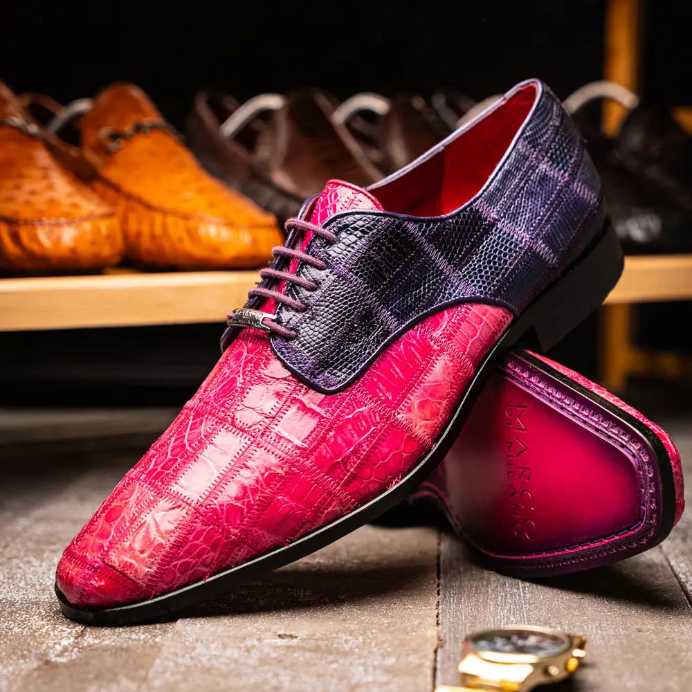 Marco Di Milano Pissa Pink/Purple Genuine Caiman Crocodile/Lizard Oxfords