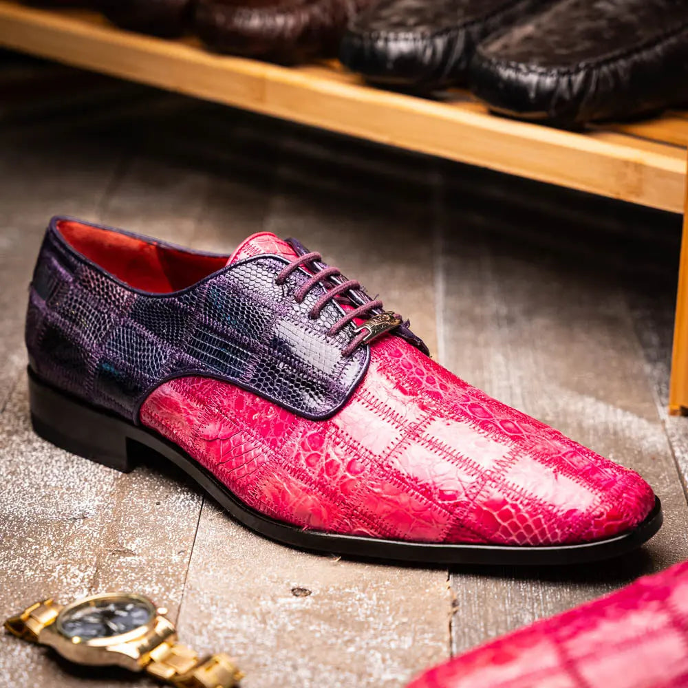 Marco Di Milano Pissa Pink/Purple Genuine Caiman Crocodile/Lizard Oxfords