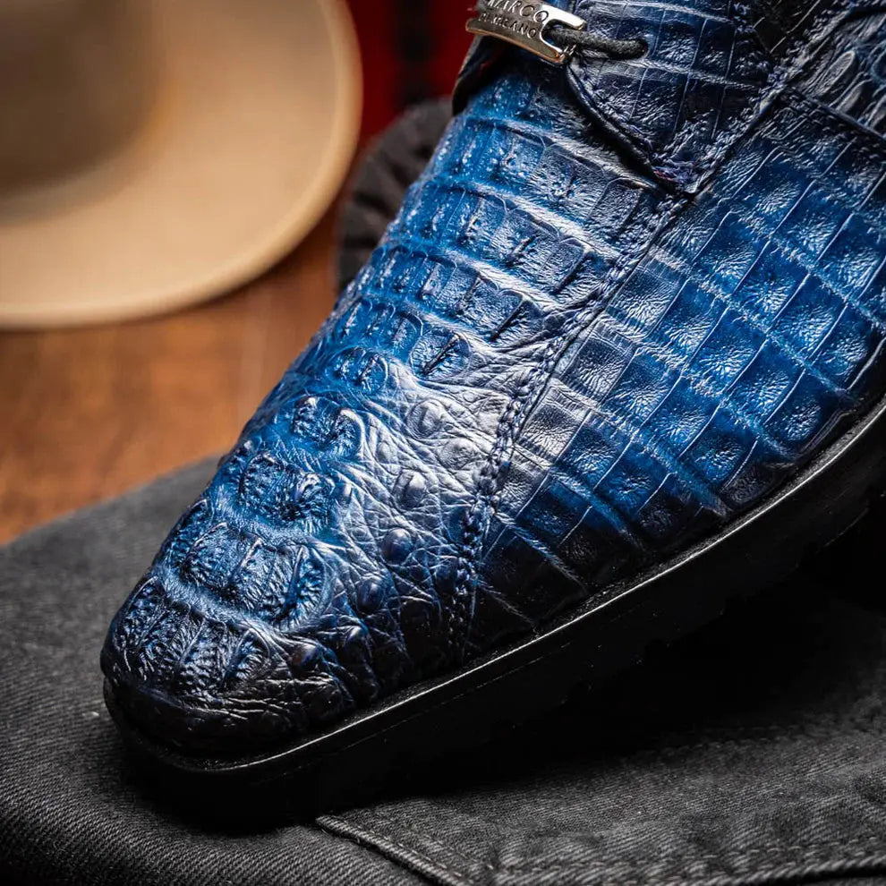 Marco Di Milano Ragusa Stained Navy Genuine Caiman Crocodile Oxfords