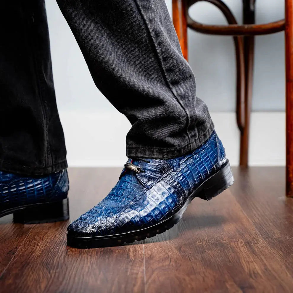 Marco Di Milano Ragusa Stained Navy Genuine Caiman Crocodile Oxfords