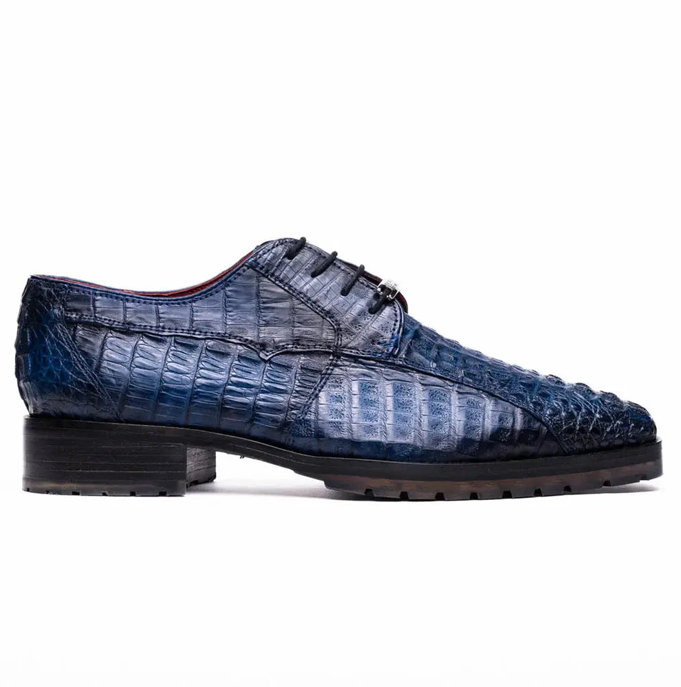 Marco Di Milano Ragusa Stained Navy Genuine Caiman Crocodile Oxfords