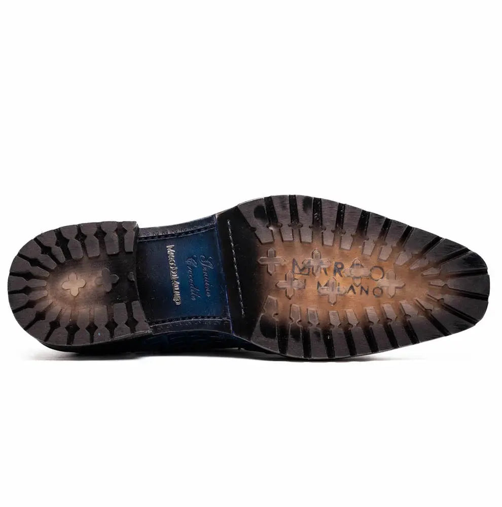 Marco Di Milano Ragusa Stained Navy Genuine Caiman Crocodile Oxfords