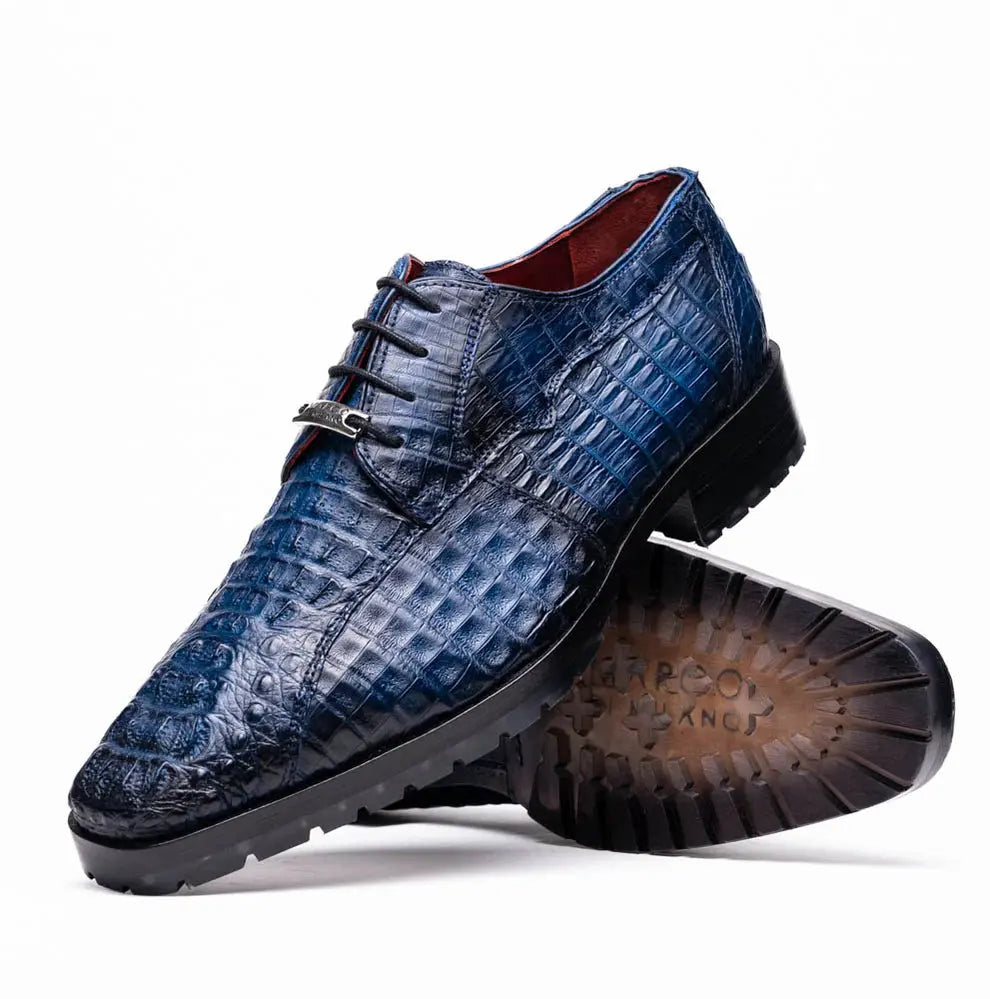 Marco Di Milano Ragusa Stained Navy Genuine Caiman Crocodile Oxfords