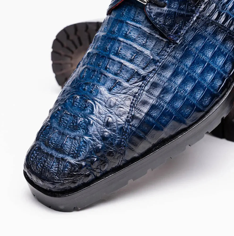 Marco Di Milano Ragusa Stained Navy Genuine Caiman Crocodile Oxfords