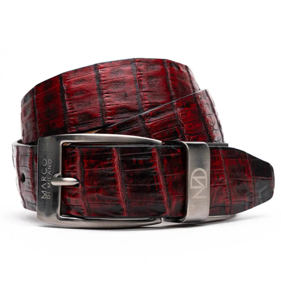 Marco Di Milano Riccardo Black Cherry Genuine Crocodile Belt