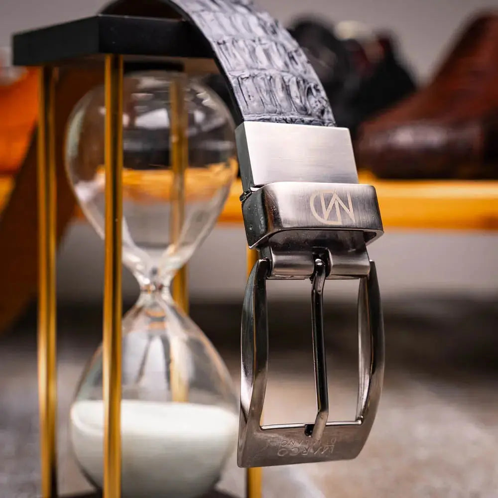 Marco Di Milano Riccardo Black Genuine Crocodile Belt