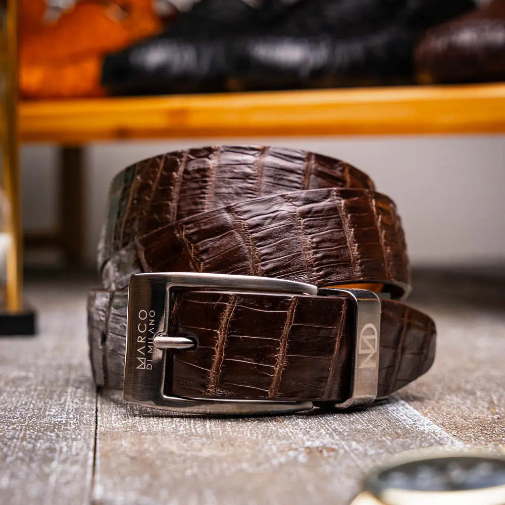 Marco Di Milano Riccardo Dark Brown Genuine Crocodile Belt
