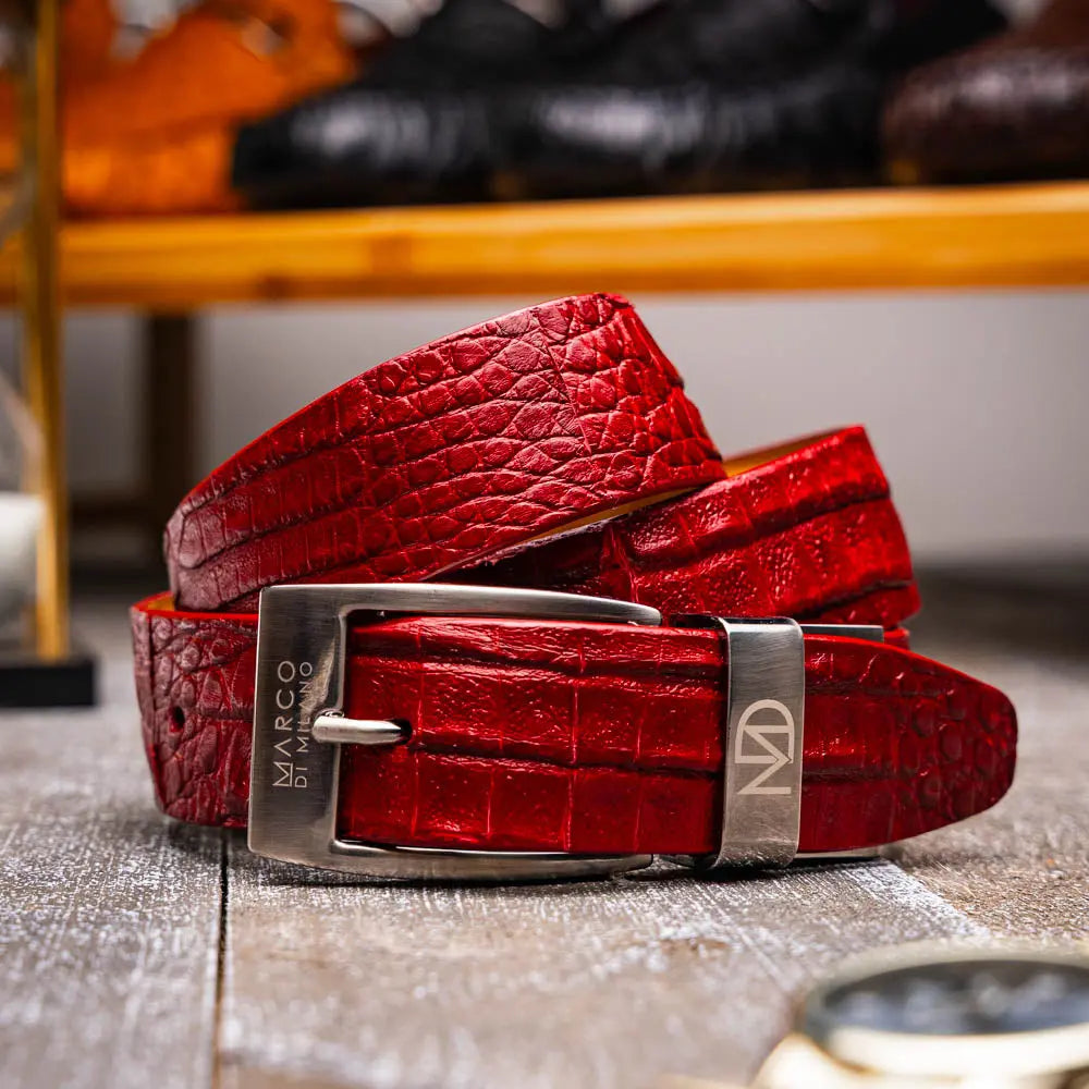 Marco Di Milano Riccardo Red Genuine Crocodile Belt