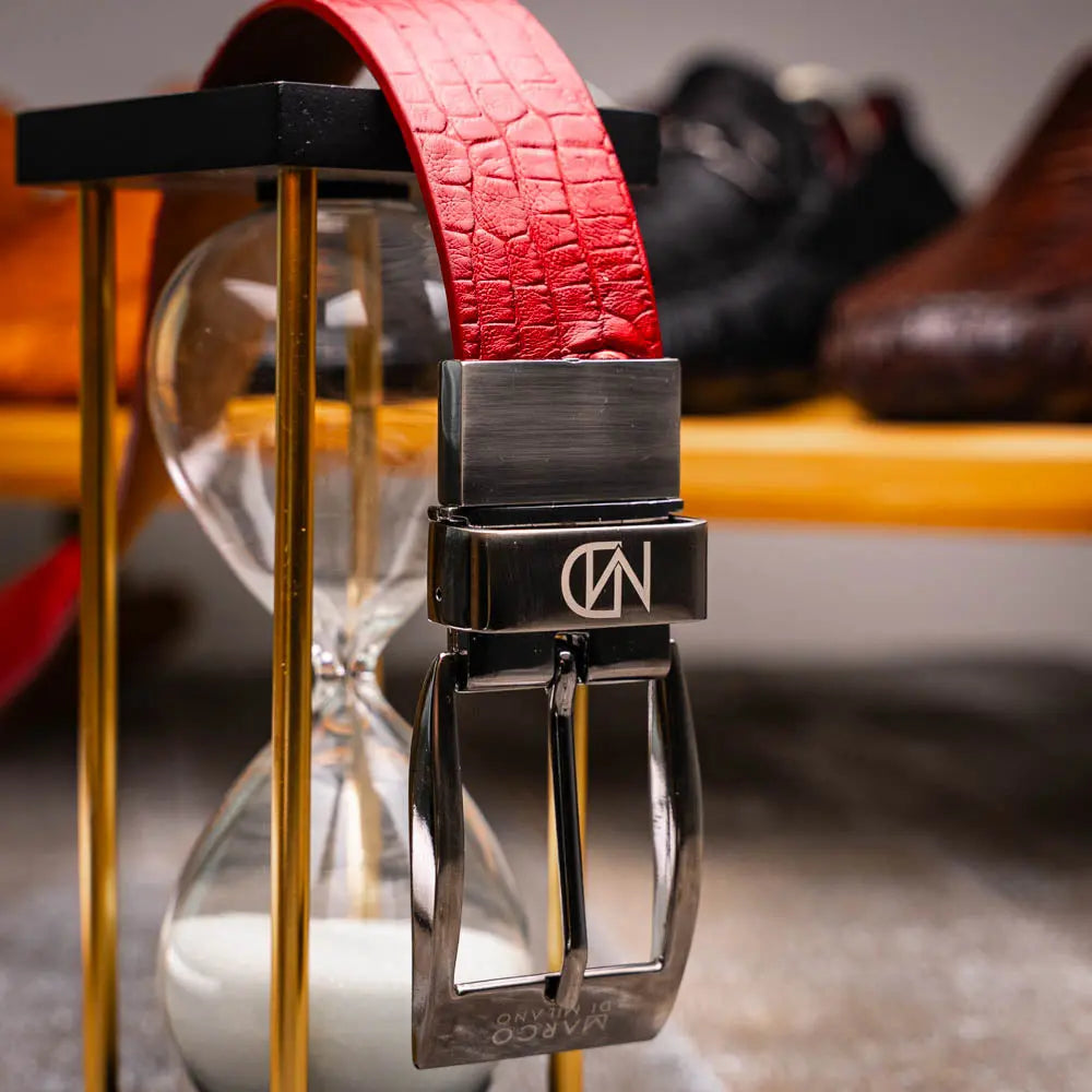 Marco Di Milano Riccardo Red Genuine Crocodile Belt
