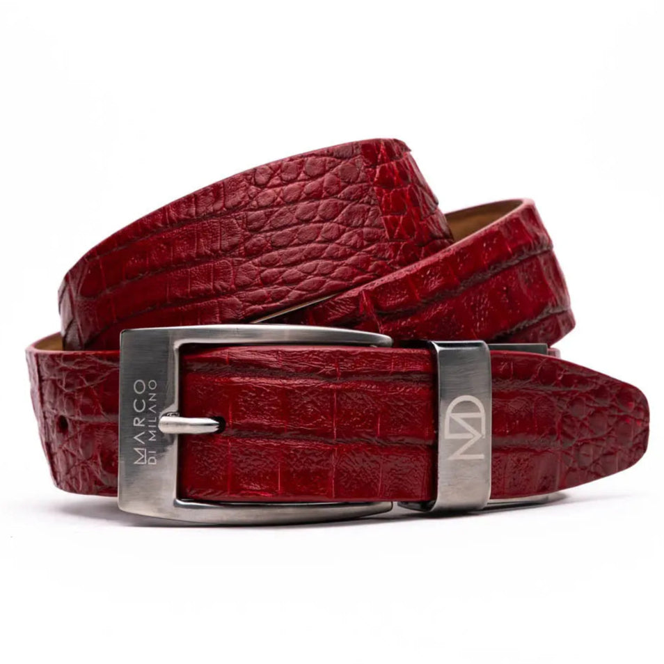 Marco Di Milano Riccardo Red Genuine Crocodile Belt
