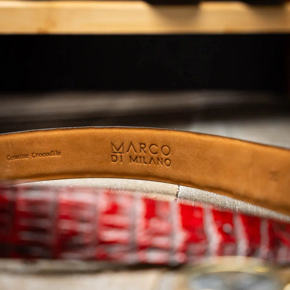 Marco Di Milano Riccardo Black Cherry Genuine Crocodile Belt