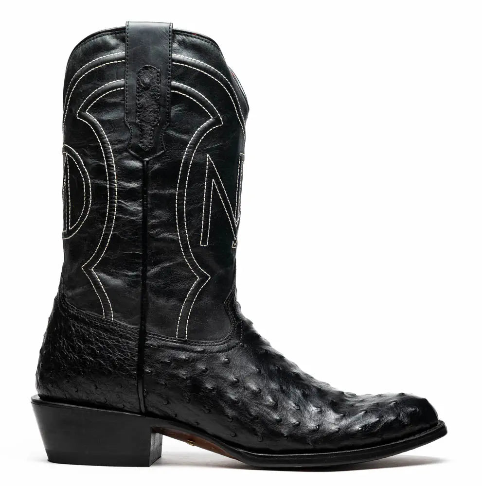 Marco Di Milano Savannah Black Genuine Ostrich Cowboy Boots
