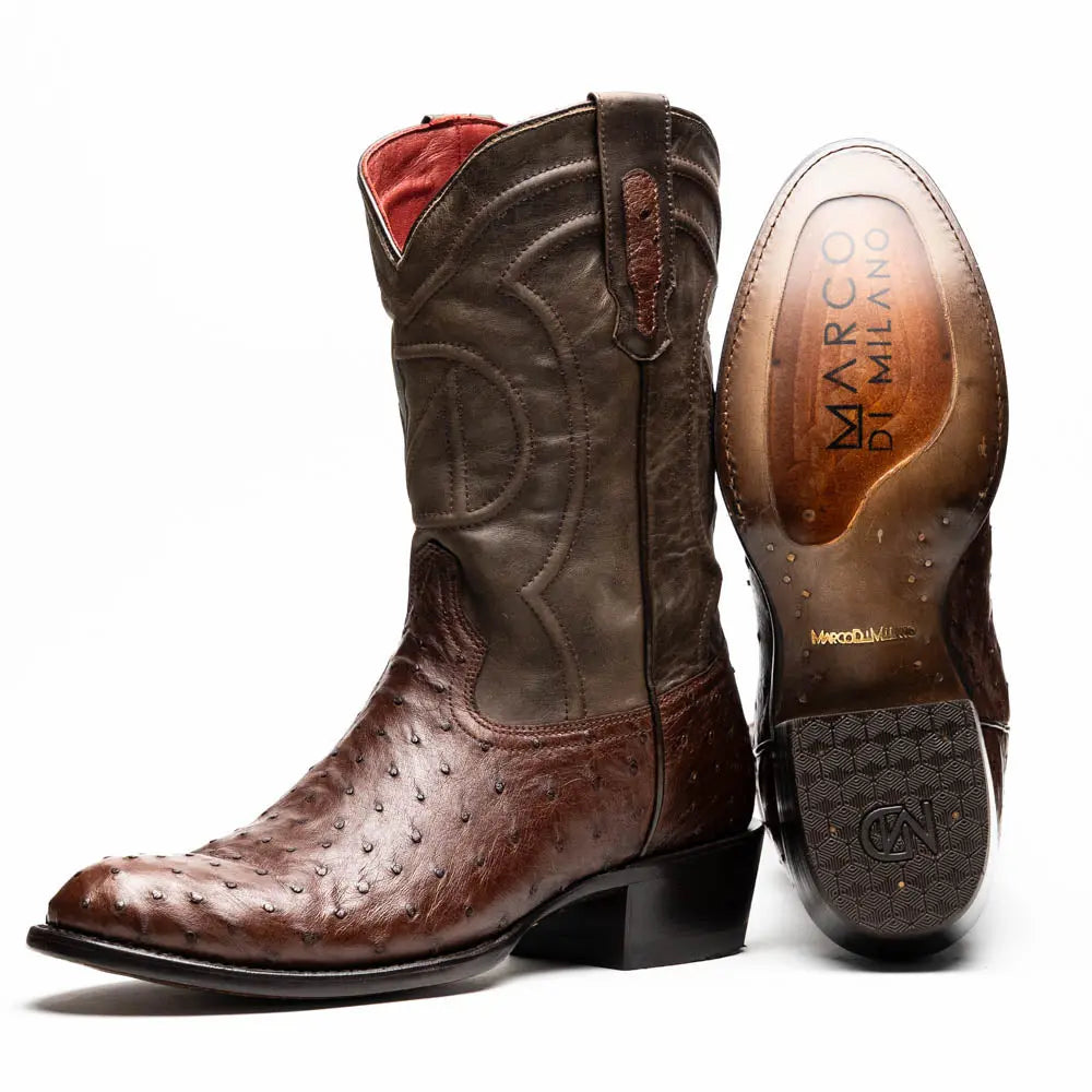 Marco Di Milano Savannah Kango Tabac Genuine Ostrich Cowboy Boots
