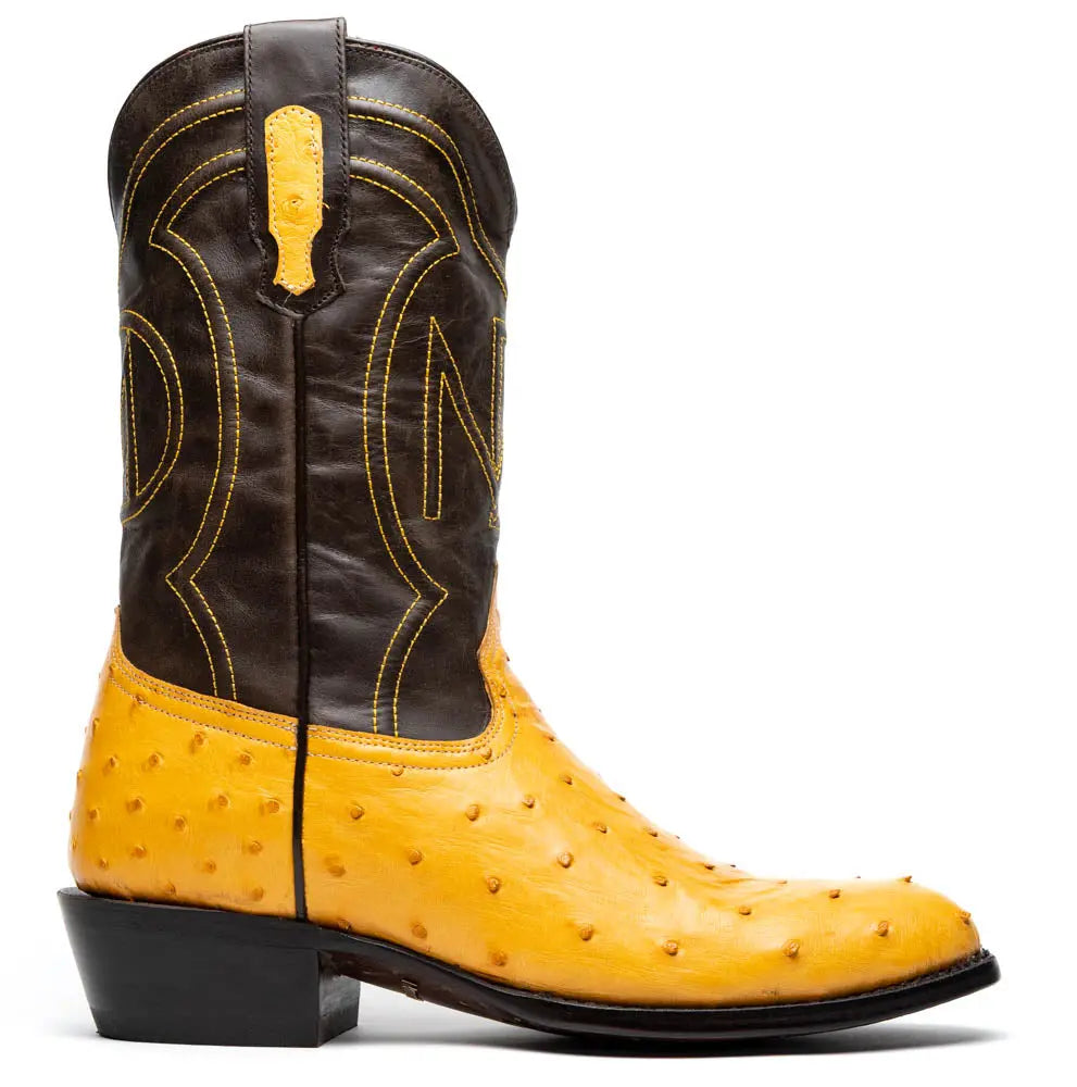 Marco Di Milano Savannah Buttercup Genuine Ostrich Cowboy Boots