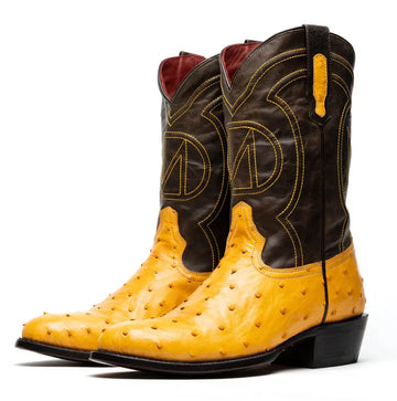 Marco Di Milano Savannah Buttercup Genuine Ostrich Cowboy Boots