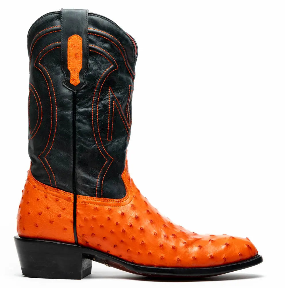 Marco Di Milano Savannah Orange Genuine Ostrich Cowboy Boots