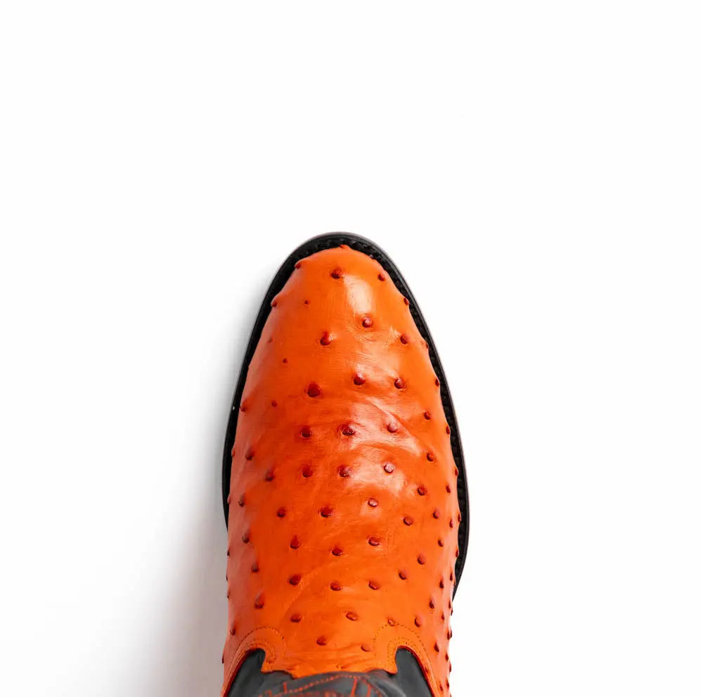 Marco Di Milano Savannah Orange Genuine Ostrich Cowboy Boots