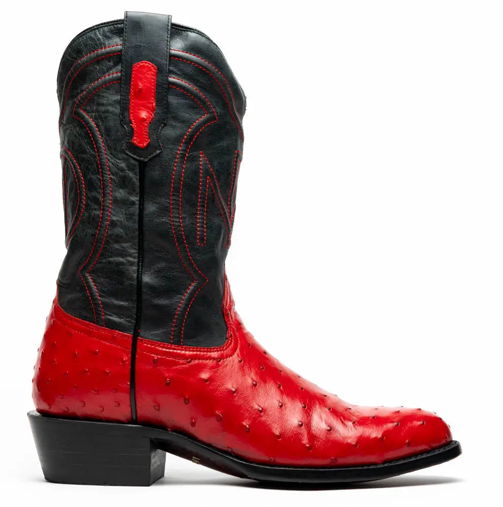 Marco Di Milano Savannah Red Genuine Ostrich Cowboy Boots