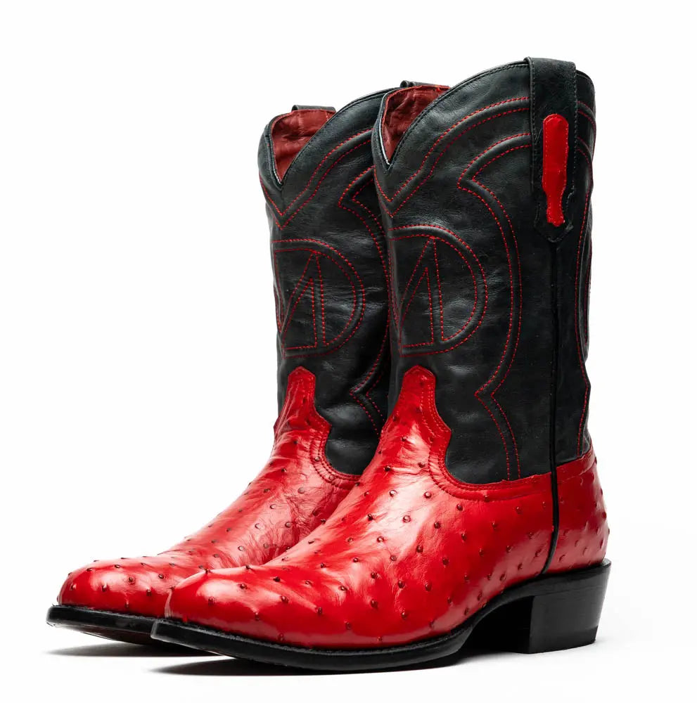 Marco Di Milano Savannah Red Genuine Ostrich Cowboy Boots